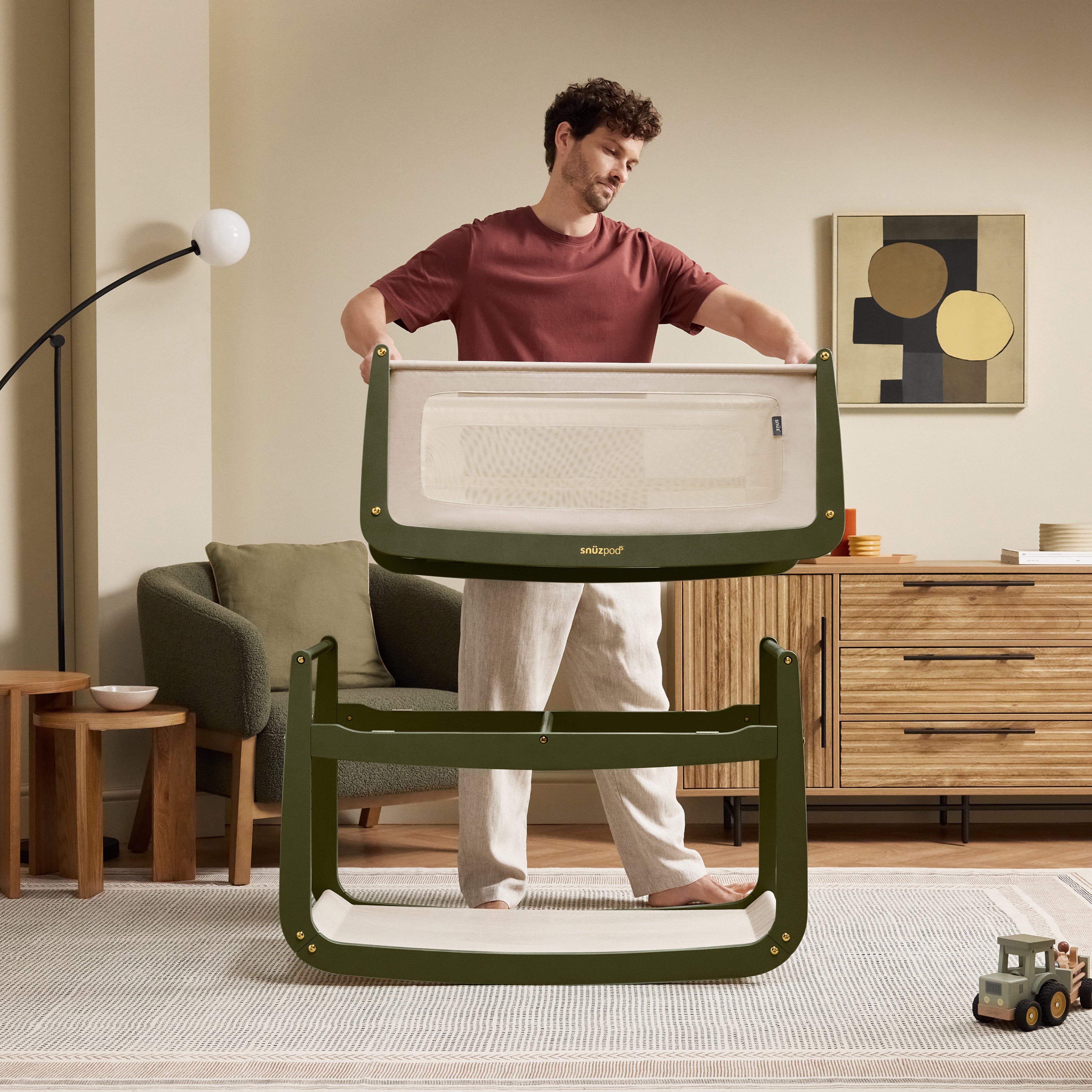 Snus Pod Snüz | SnuzPod5 Bedside Crib Olive & Snuz